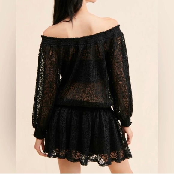 Free People Black Carina Meadow Lace Mini Dress Matching Lace Bandeau Small NWOT - Picture 4 of 9